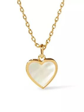 Gold Heart Pendant Necklace with Mother-of-Pearl Center
